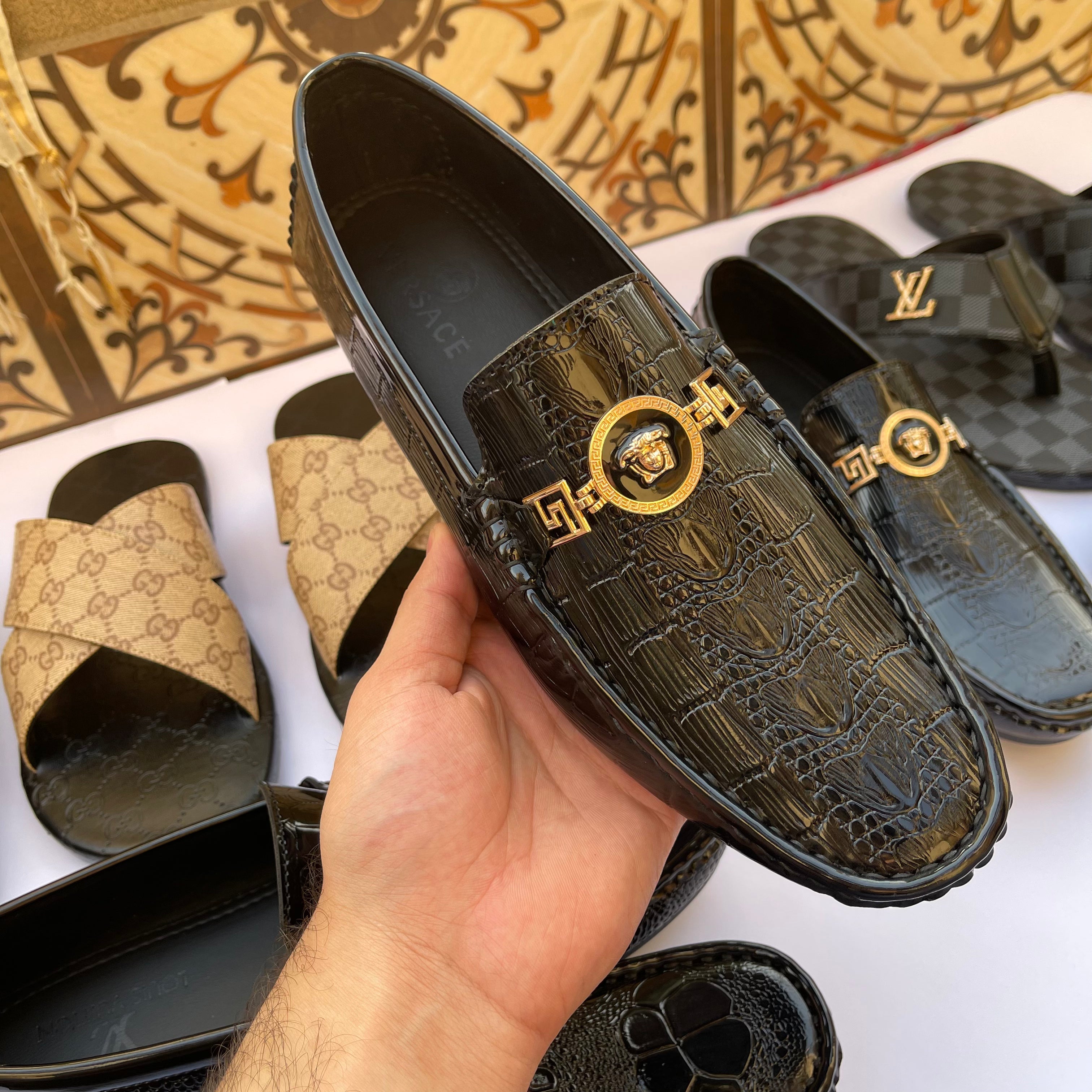 Slide leather loafers 12
